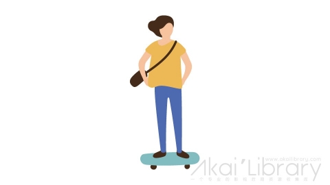 图片素材 扁平滑板女生运动插画卡通日常角色人物-33