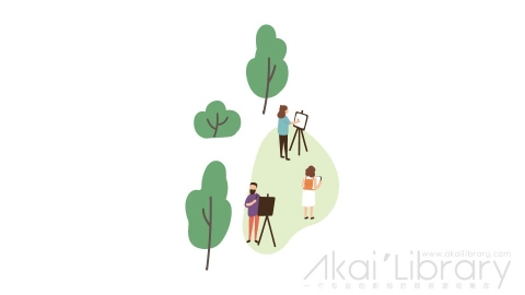 图片素材 扁平画画写生美术生插画卡通生活场景-25