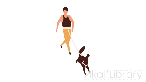 图片素材 扁平遛狗男人插画卡通日常角色人物-20