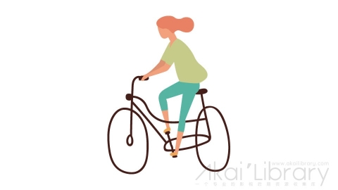 图片素材 扁平骑自行车女人插画卡通日常角色人物-11