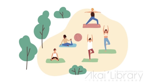 图片素材 扁平瑜伽公园插画卡通日生活场景-7
