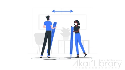 图片素材 疫情期间社交隔离插画扁平场景