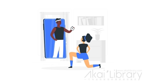 图片素材 在家健身在线私人教练训练插画扁平场景