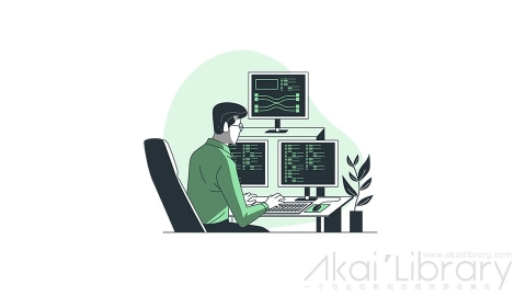 图片素材 程序员工作编程办公线条扁平场景