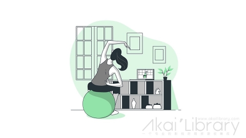 图片素材 在家健身在线私人教练训练线条扁平场景