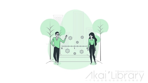 图片素材 疫情期间社交隔离线条扁平场景