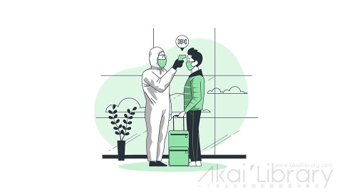图片素材 测体温量体温防疫抗疫线条扁平场景