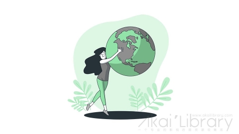 图片素材 人与地球世界线条扁平场景