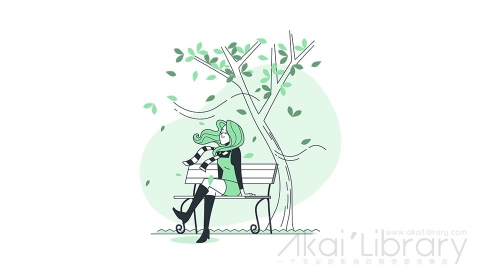 图片素材 秋天落叶季节线条扁平场景