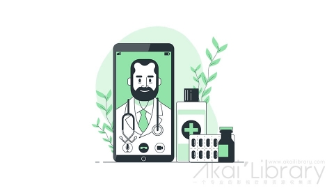 图片素材 在线医生诊断远程医疗线条扁平场景