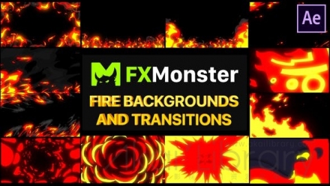 AE模板 炫酷2D卡通手绘火焰燃烧背景转场Flash特效元素Fire_Backgrounds_And_Transitions