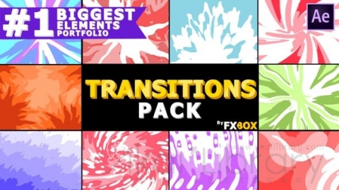 AE模板 时尚多彩二维手绘流体波浪图形遮罩转场过渡Smooth_Transitions_Pack
