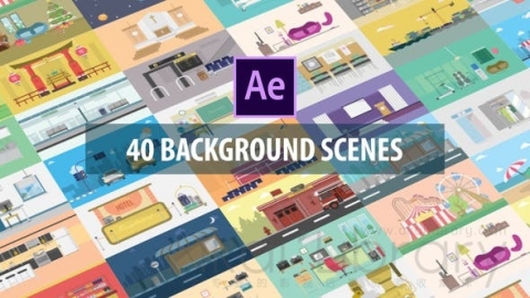 AE模板 40组商业概念企业解说图标信息图场景图形MG动画40_Mix_Background_Scenes