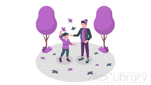 图片素材 秋天落叶季节等距立体场景