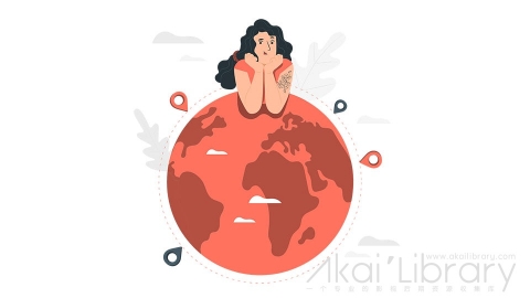 图片素材 人与地球世界插画扁平场景