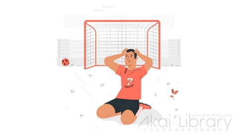 图片素材 足球运动员输掉比赛射门偏出插画扁平场景