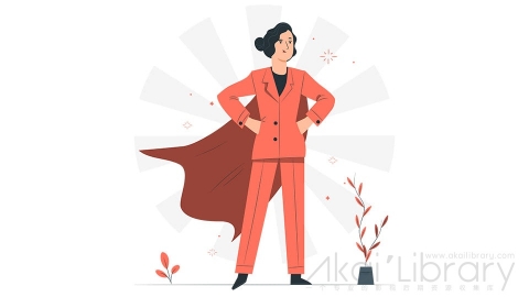 图片素材 女超人女强人女权插画扁平场景