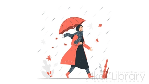 图片素材 秋天落叶季节插画扁平场景