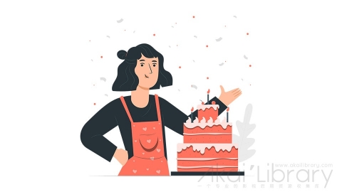 图片素材 生日蛋糕过生日庆祝插画扁平场景