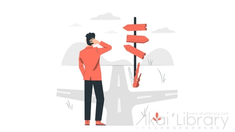 图片素材 岔路口选择路标方向目标未来插画扁平场景
