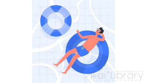 图片素材 游泳泳池插画扁平场景