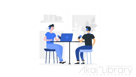 图片素材 广播DJ播音播客采访电台插画扁平场景