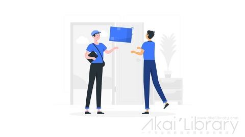 图片素材 快递员送快递插画扁平场景