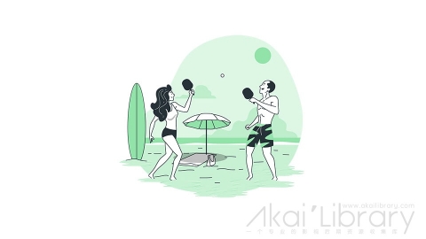 图片素材 海滩海边度假旅游线条扁平场景