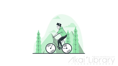 图片素材 骑自行车兜风骑行线条扁平场景