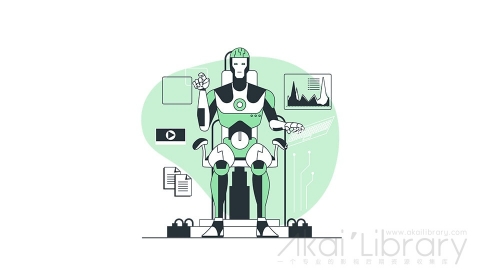 图片素材 机器人人工智能AI未来科技线条扁平场景