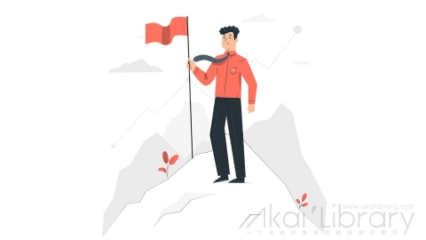 图片素材 目标理想方向前进努力攀登插画扁平场景