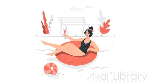 图片素材 游泳泳池插画扁平场景