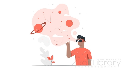 图片素材 虚拟现实VR体感插画扁平场景
