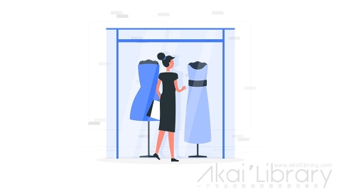图片素材 服装店橱窗前挑选购物插画扁平场景