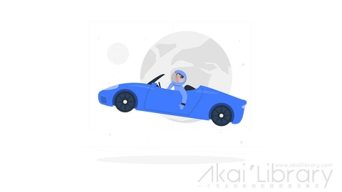 图片素材 跑车太空遨游插画扁平场景