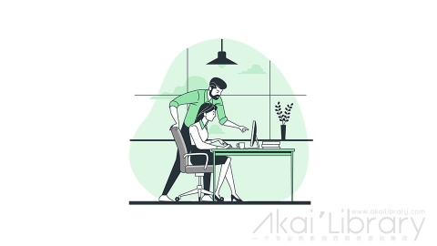 图片素材 工作交流交谈同事线条扁平场景