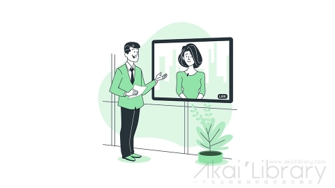 图片素材 商务合作线上握手线条扁平场景