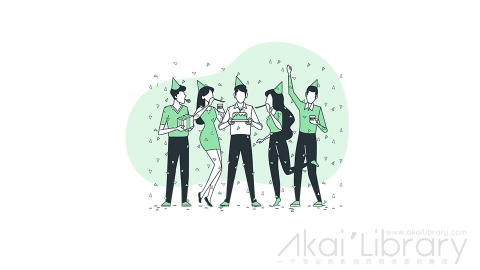 图片素材 生日派对线条扁平场景