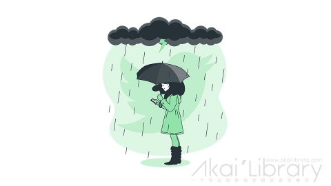 图片素材 下雨玩手机线条扁平场景