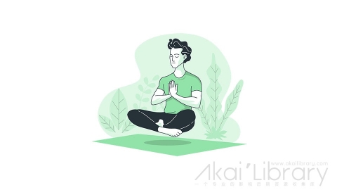 图片素材 冥想打坐瑜伽线条扁平场景