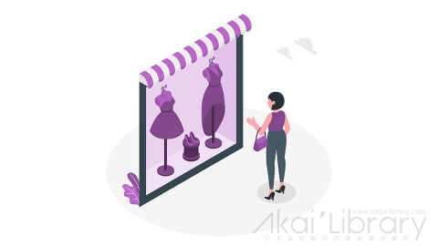 图片素材 服装店橱窗前挑选购物等距立体场景