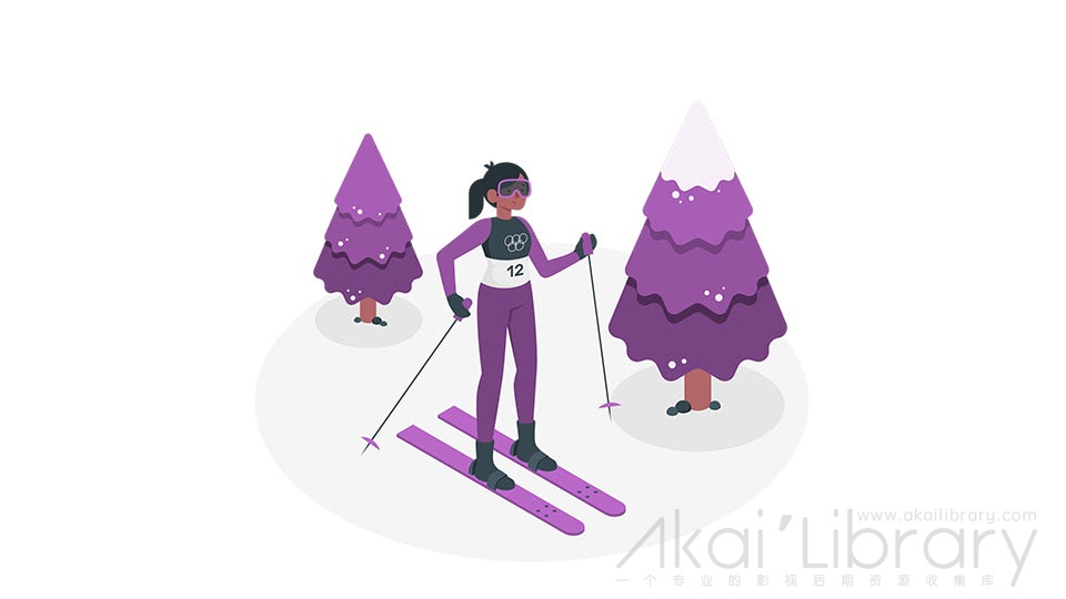 图片素材冬奥会冬季项目滑雪等距立体场景 源库素材网