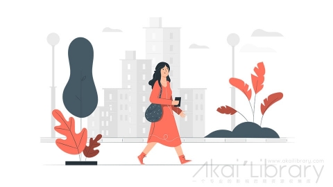 图片素材 逛街城市漫步插画扁平场景