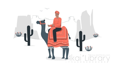 图片素材 穿越沙漠旅行插画扁平场景