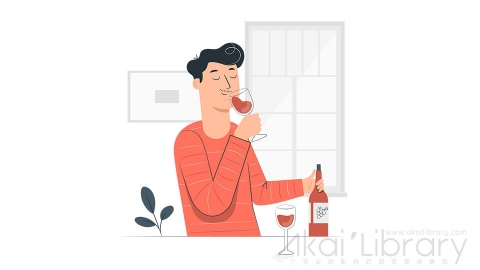 图片素材 喝红酒品酒插画扁平场景