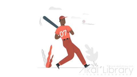 图片素材 打棒球比赛本垒打插画扁平场景