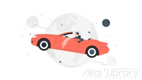 图片素材 跑车太空遨游插画扁平场景