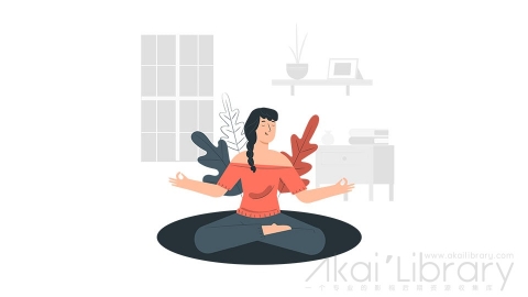 图片素材 冥想打坐瑜伽插画扁平场景