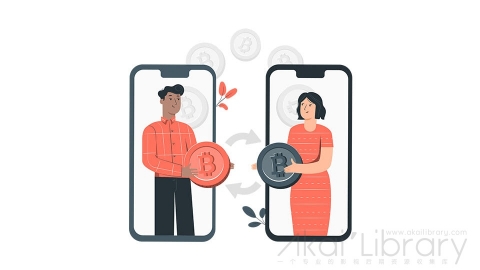 图片素材 比特币虚拟货币区块链插画扁平场景