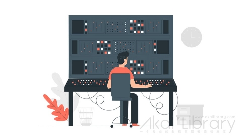 图片素材 控制面板操控台仪表盘插画扁平场景
